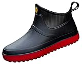  GURGER Gummistiefel Herren Kurz Kurzschaft Regenstiefel Wasserdicht Gummistiefeletten Regenstiefeletten Männer Schwarz Rot Größe 42,265
