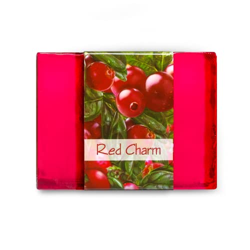 Nabila K Red Charm Glycerin Bar Soap | Cranberry Scent | Natural, Vegan, Hypoallergenic | 100% Vegetable Glycerin, Sulfate-Free, Paraben-Free | 4.5 oz