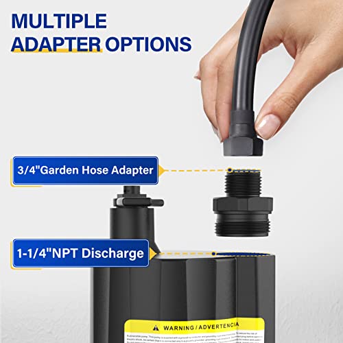 Image of Submersible Water Pump 1 /6 HP Sump Pump Thermoplastic Utility Pump Small Electric Water Pump 1750GPH Water Remove for Basement Hot Tubs Garden Pool Cover Draining with 10 ft Cord | Thermoplastic Utility Pump Electric Water Pump Water Remove for Basement Hot Tubs Garden Pool Cover Draining with 10 ft Cord