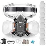 Respirator Mask with Filters - Reusable Half Face Cover with Safety Glasses Professional Breathing P