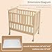 Flwrgirl Convertible Mini Baby Crib - Portable Bedside Bassinet with Mattress Included,3 Heights Baby Crib with Wheels for Small Room and Newborns 0-12 Months,Unpainted