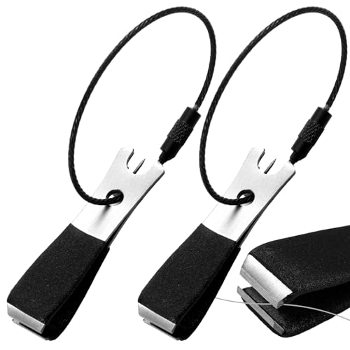 Therwen 2 Pcs Black Fly Fishing Nipper with Fishing Line Clippers with Hook Eye Cleaner Pin Stainless Steel Cutting Tool Line Cutter Nipper Multi Functional Accessories