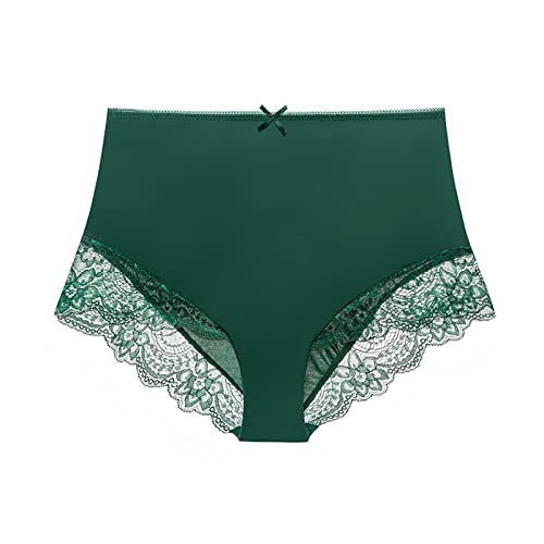Lingerie sexy pour femme - Grandes tailles - Sous-vêtements taille haute pour femme - Sans haut - Culotte extensible douce - Accessoire de garde-robe, vert, L