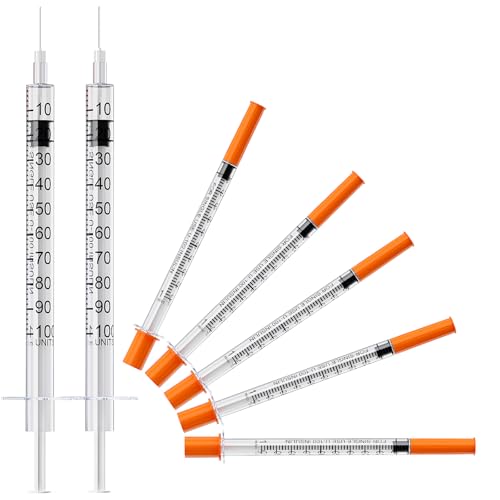 8 Pcs Insulin Syringe U-100 | 1ml/cc with 30G 1/2\'\'(12.7mm) Needle, Individual Packaging