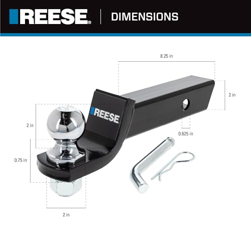 Reese 21536 Deichsel 5.1 cm Vierkant und Kugelhalterung Abschleppen 5.1 cm Starter Kit, Schwarz