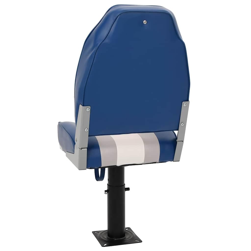 Sedia da barca pieghevole con schienale alto, sedile da barca con piedistallo regolabile in acciaio, sedile pieghevole per barca, portata 100 kg, blu, bianco, grigio