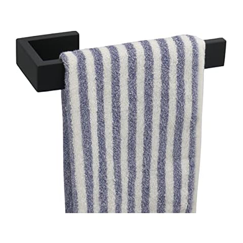TocTen Hand Towel Holder/Towel Ring - Thicken SUS304 Stainless Steel Bathroom Hand Towel Hanger, 9 Inch Heavy Duty Wall Mounted Towel Rack, Square Hand Towel Bar for Bathroom Hardware (Black, 9 in) Cover