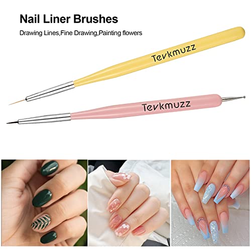 Tevkmuzz Nail Art Brushes Set,6 Pcs Nail Brush For Nail Art With Nail Extension Gel Brush,Nail Dotting Pen And Nail Art Liner Brush,Idea For Nail Design Gel Polish #TOP2