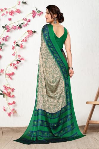 Image of MIRCHI FASHION Saree for Woman Chiffon Leaf Printed | Lightweight Daily Wear Comfortable Women's Sari with Blouse Piece (Available in 30 Styles)