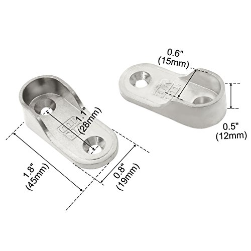 Sourcingmap Zinc Alloy Clothes Closet Rod Pole Socket Bracket Flange Support Hanger Holder 2pcs Silver Tone - Image 2