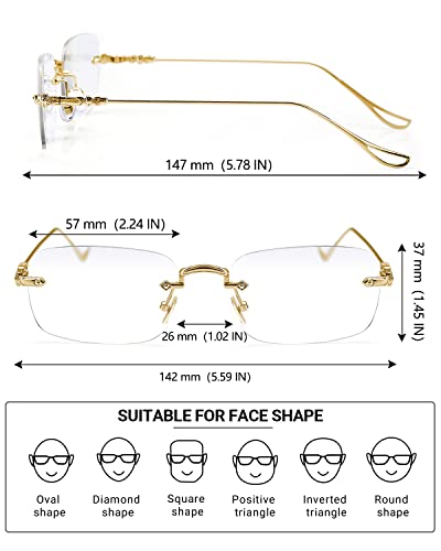 Teraise Frameless Metal Reading Glasses For Men/Women Blue Light Blocking -Rimless Fashion Comfortable Computer Eyeglasses #TOP4