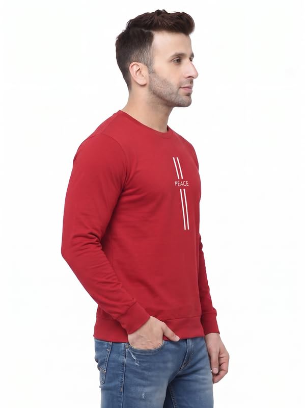 Image of Full Sleeve Cotton T-Shirt for Men & Boys | Round Neck Casual Graphic Printed Tee | Regular Fit Comfortable Everyday Wear | Peace
