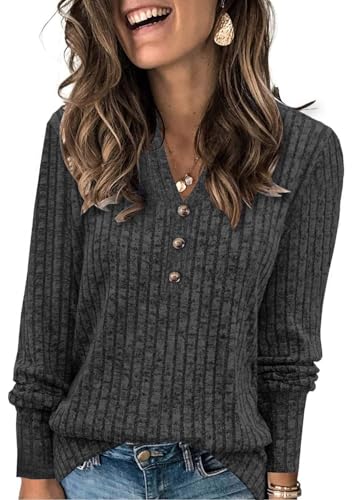 Image of XMTOPYE Sweaters for Women Fashion Long Sleeve Tops Pullover V Neck Casual Loose Sweatshirt