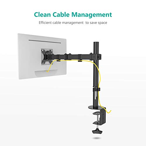 Image of WALI Single LCD Monitor Fully Adjustable Desk Mount Stand Fits One Screen 13 to 32 inch, 17.6 Lbs. Weight Capacity per Arm (M001LM), Black