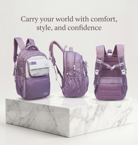 Image of ADSON kawaii Girls Travel School Bag|Backpack Of Large Capacity Aesthetic Stylish Girls Korean Laptop Bag Rucksack for School |College Bags Cute Bookbag for Teens Water Resistance 18 Inches