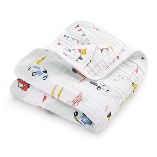 Image of aden + anais Essentials Cotton Muslin Dream Blanket, Perfect for Babies, Infants and Toddlers, Crib Blanket, Nursery Essential, Vintage Car Rally