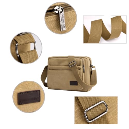 11.8in Vintage Shoulder Bag, Canvas, Casual Messenger Crossbody Bag, Multi Pocket, Large Capacity, for Travel Work Busines3