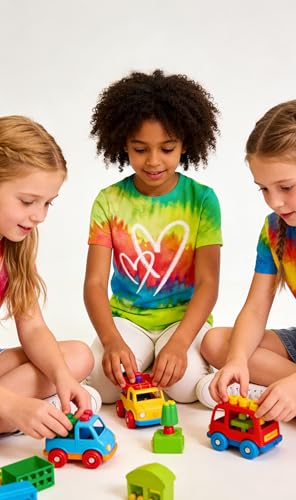 Image of SunFoucs Girls Kids Shirts Size 5-12 Tie Dye Casual Tshirt Short Sleeve Crewneck Tee Top | Short Sleeve Rainbow Tee Top