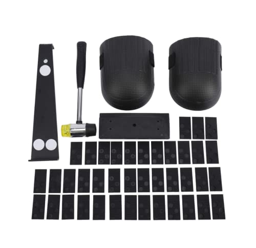 Kit de pisos, juego de herramientas de suelo laminado, herramientas de montaje de piso de madera con 40 espaciadores, mazo de doble cabeza, rodilleras, bloque de roscado y barra de tracción Cover