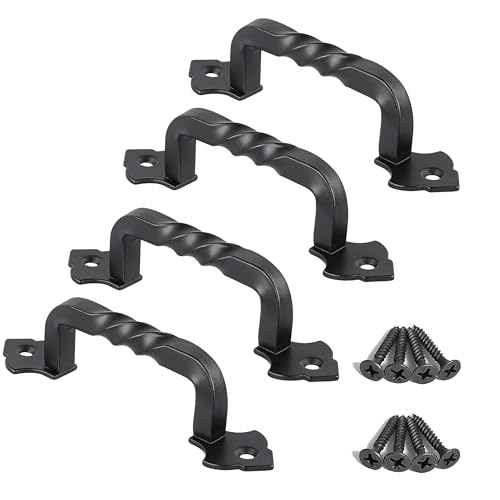 OVOV 4 Pack Barn Door Pull Handle Hardware for Wooden Garden Gate Shed Cabinet Door (4Pcs 4inch)