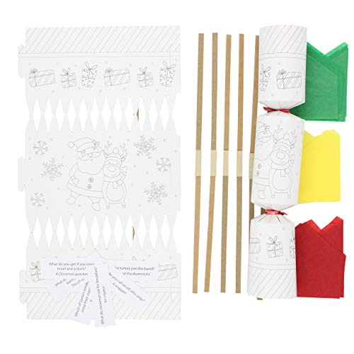 Cake Factory Christmas Crackers/Cracker Make Your Own |DIY| Novalty Kit {Pack of 12}7 DESIGNS,Elf,Tradional Santa,Reindeer,Snow Man,Penguin (Colour Your Own, 12)