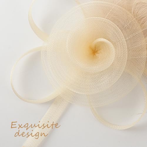 Image of DRESHOW Fascinators Hats for Women Tea Party Fascinator Hats Vintage 50s Headwear Cocktail Wedding Church Derby Hat