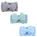NUARTNOS Baby Nylon Headbands Soft Hair Bow Elastics Hairbands Accessories for Baby Girls Newborn Infant Toddler Kids (Blue)