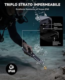SUNPOW Pinpointer Metal Detector Professionale per Adulti, Batteria Ricaricabile al Litio da 800 mAh, Completamente Impermeabile IP68, Chip Potenziato e Schermo LCD, 4 Modalità, 3 Luci con SOS