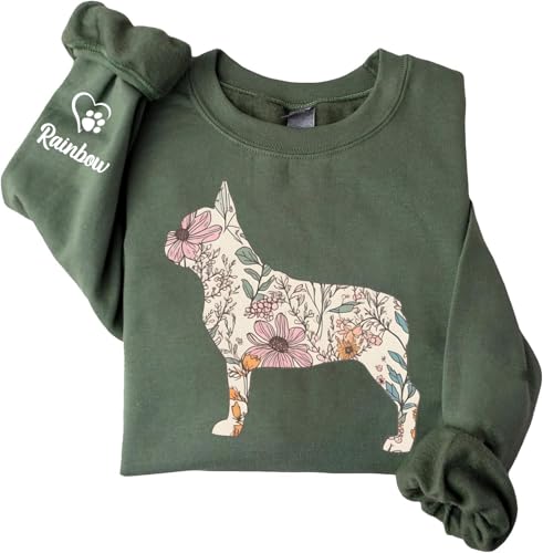 Personalized Dog Mom Floral Sweatshirt, Dog Mom Gift for Women, Pet Owner, Custom Dogs Gifts