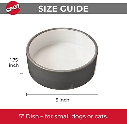 SPOT Two Tone Gray Dog Dish - Round Ceramic Food/Water Bowl for Pets, Stoneware Dish with High Walls, Ideal for Small Dogs, Cats, Reptiles, Large Birds, Dishwasher Safe - 5in, 1.75 Cup (14oz) image 4