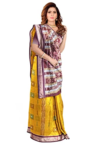Image of NUAPATANAPATA Odisha Handloom Khandua Ikkat Sambalpuri Saree With Blouse Piece - Handmade Pure Cotton Traditional Ethnic Wear