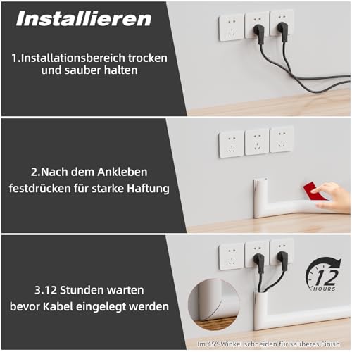 Kabelkanal Weiß Selbstklebend Flexibel,Kabelschacht Weiss,Kabelkanal TV Wand,Kabel Verstecken Kanal Halbrund Kabelabdeckung,Kabelkanäle Wand,Kabelleiste Kabeltunnel rund,Cable Hider,1M