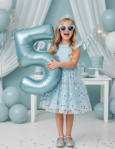 Image of PATPAT Girls Sequin Polka Dot Tutu Princess Birthday Party Dresses 3-4T
