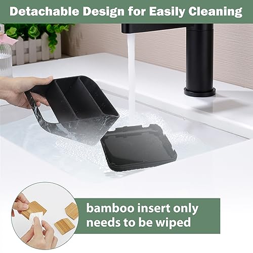 Chintu Toothbrush Holders for Bathroom Counter Organizer - 6 Slots Tooth Brushing Holder for Family Kids, Electric Toothbrush and Toothpaste Holder for Vanity Countertop Storage Black Marble - Thumbnail 3