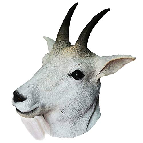 HENGYUTOYMASK Rubber Goat Antelope Animal Head Mask Latex Sheep Mask Halloween Fancy Dress Up Carnival Party