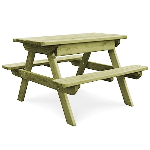 vidaXL Mesa de Picnic con Bancos de Madera de Pino Acampada Camping Merendero