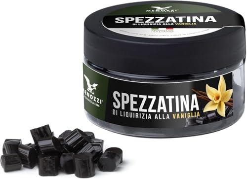 Menozzi Liquirizia 1836 - Bundle da 3 Spezzatina di liquirizia aromatizzata alla vaniglia in barattolo. - 50g x 3 - Made in Italy
