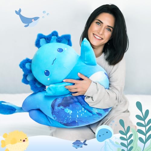 Mewaii Long Body Plush Cute Blue Axolotl Stuffed Animals Soft Plushies, Kitten Kawaii Kids Plush Sleeping Throw Pillow Doll Plush Toys for Kids (20 Inch) - Image 4