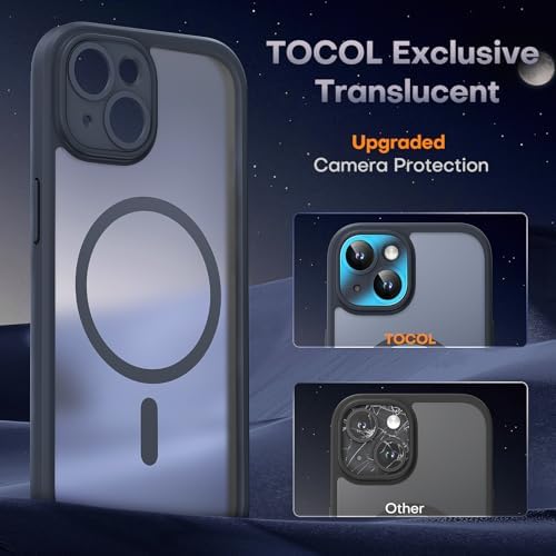 TOCOL for iPhone 15 Case, Compatible with MagSafe, Black - 5