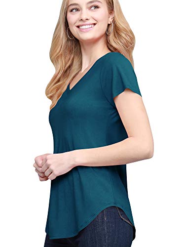 MBJ WT2247 Women's Short Sleeve V-Neck Loose Casual Tee T-Shirt Tops Summer T-Shirt L Teal MBJ WT2247 Women's Short Sleeve V-Neck Loose Casual Tee T-Shirt Tops Summer T-Shirt L Teal