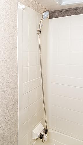 Image of Camco Complete RV /Marine Shower Head Kit | Features Convenient On /Off Switch for Water Efficient Showers | 5 Spray Patterns | Brushed Nickel (43747)