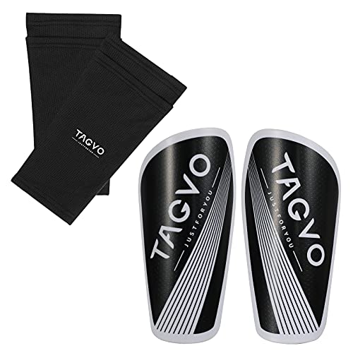 TAGVO Soccer Shin Guards for Youth Kids, Shin Pads and Shin Guard Sleeves for Boys Girls, Soccer Gear for Football Games Matches Training, EVA Cushion Protection Reduce Shocks and Injurie