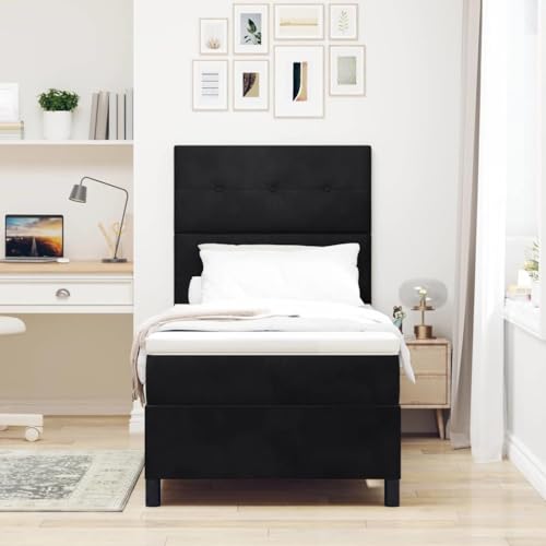 Genérico Cama Tipo Box Spring con colchón Negro 80 x 200 cm Tercio,Mobiliario,Camas y Accesorios,Camas y somieres,Negro,3339796