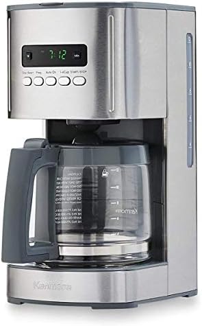 Kenmore Aroma Control Programmable 12-cup Coffee Maker, Stainless Steel with Glass Carafe, LCD Display, Reusable Cone Filter, and Charcoal Water Filter