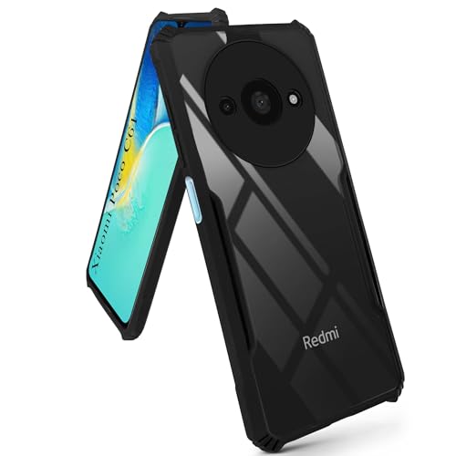 Image of Jkobi Back Cover Case for Poco C61 (Shockproof with Polycarbonate Clear Panel | Professional Black)