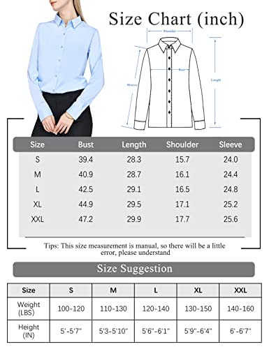 Tapata Womens Button Down Shirts Classic Fit Long Sleeve Blouses Stretch Tops For Work Business Casual Dressy Light Blue Medium #TOP5