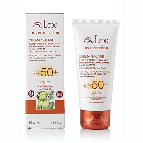 Lepo  Crema solar superprotettiva Viso SPF 50 + 50 ml  Anti-Age, anti-macchie, prevención eritemi.