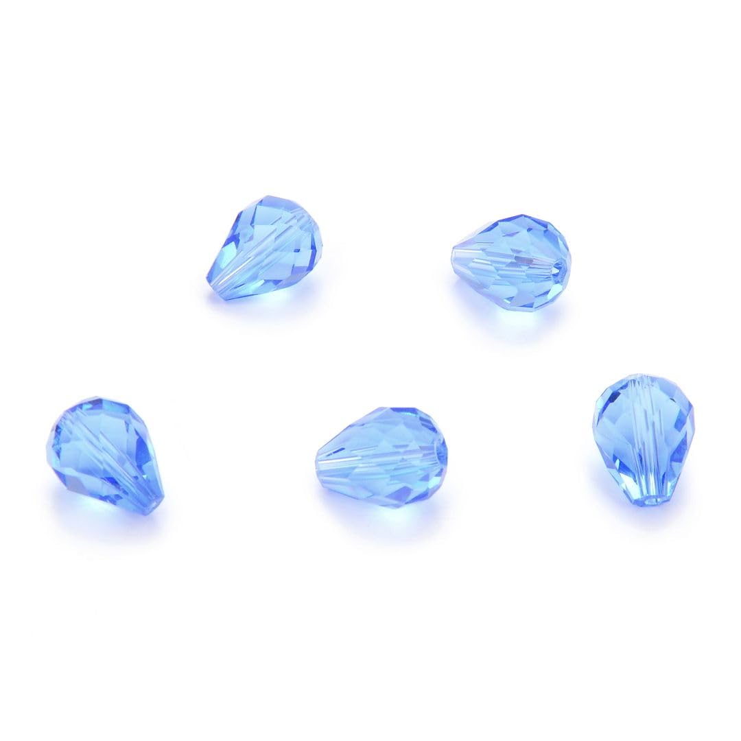 Adabele SST-1014 - 50 perline di cristallo a goccia sfaccettate, 10 mm, colore: Blu zaffiro chiaro compatibili con cristalli Swarovski 5500 Preciosa SST-1014