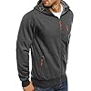 Mens Hoodies Casual Fleece Hooded Sweatshirt Full-Zip Long Sleeve Pullover Hoody Tops Dark Grey XXL #2