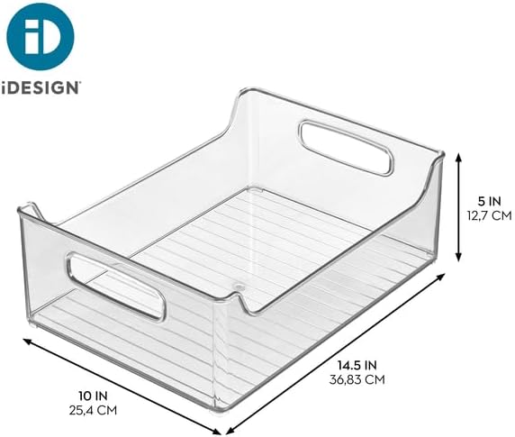 Miniatura 4 de iDesign - Contenedor de almacenamiento apilable con asas para despensa o refrigerador, transparente, fabricado en EE. UU